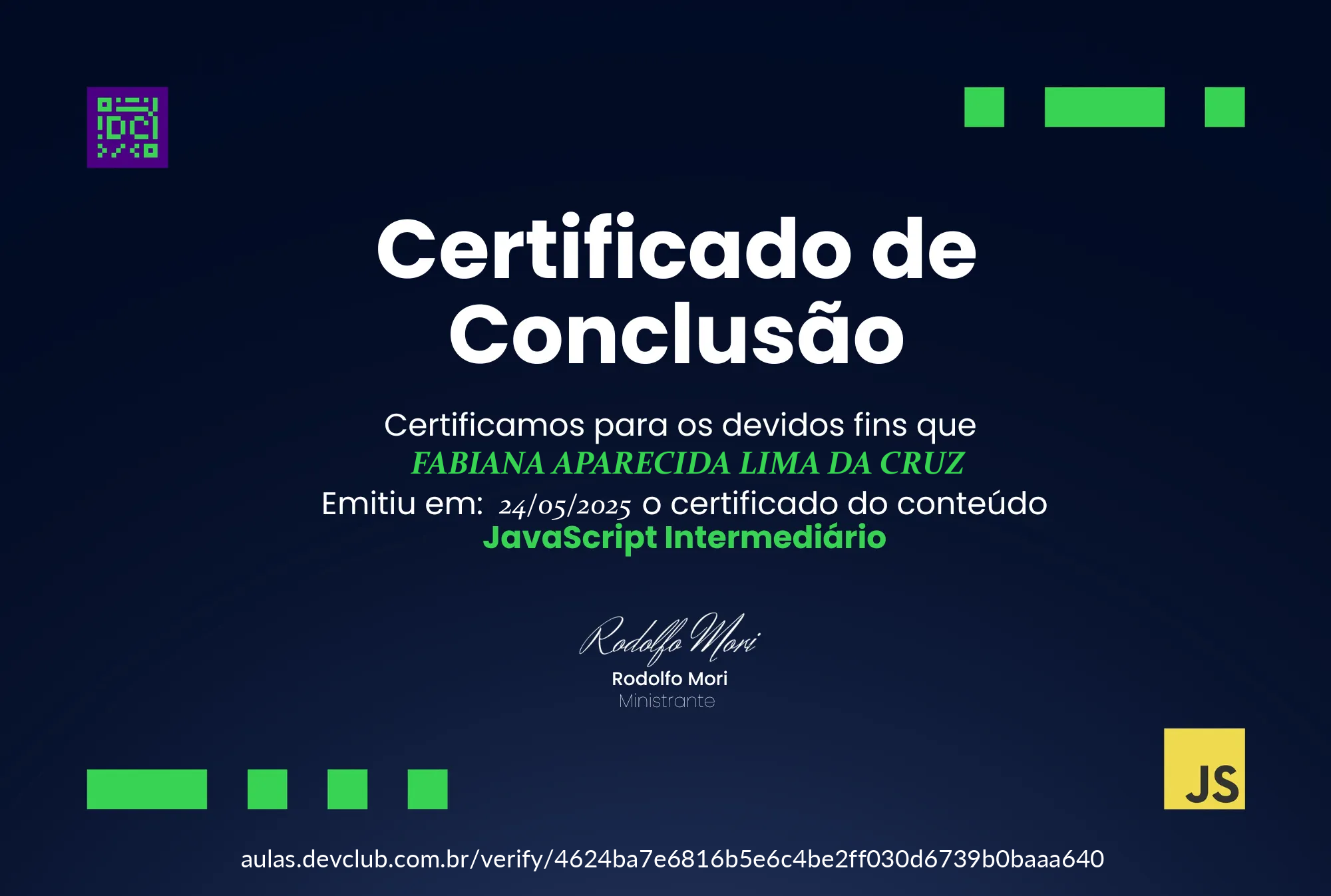 Certificado JavaScript Intermediário