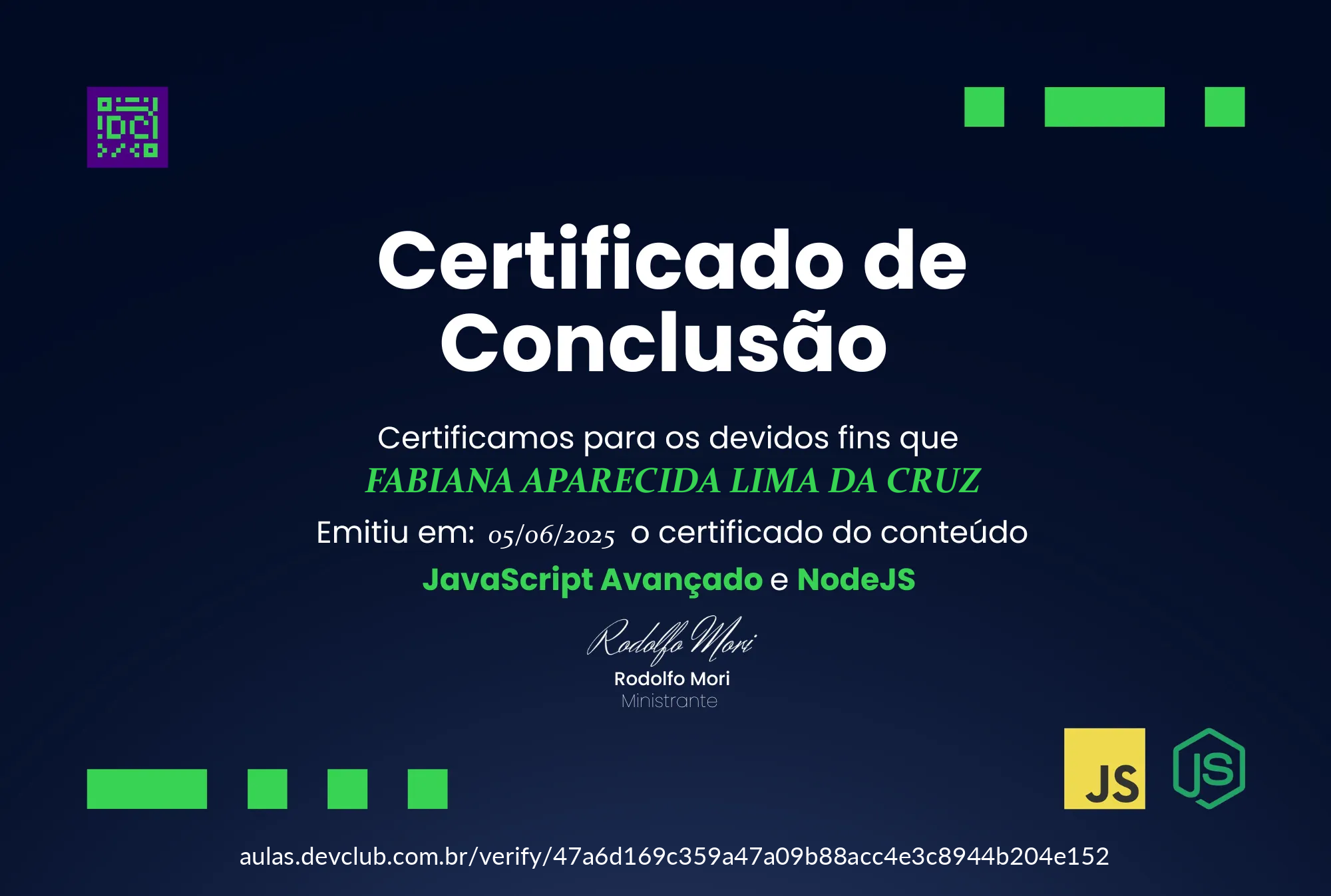 Certificado JS Avançado Node JS